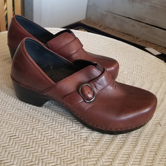 Brown Leather Dansko Mary Jane Clogs - Picture 13 of 16